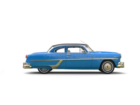 Royal Blue Vintage Car - Side View Stock Image - Image of elegance, chrome: 95218013