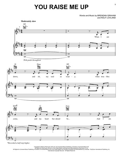 You Raise Me Up sheet music by Celtic Thunder (Piano, Vocal & Guitar ...