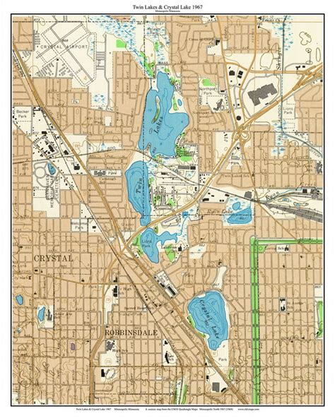 Twin Lakes - Minneapolis 1967 - Custom USGS Old Topo Map - Minnesota - Minneapolis Area - OLD MAPS