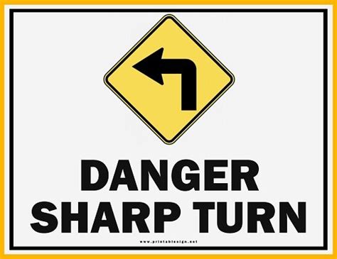 Danger Sharp Turn Sign Sample | FREE Download