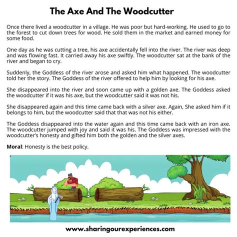 an image of the aege and the woodcutter story with text in english