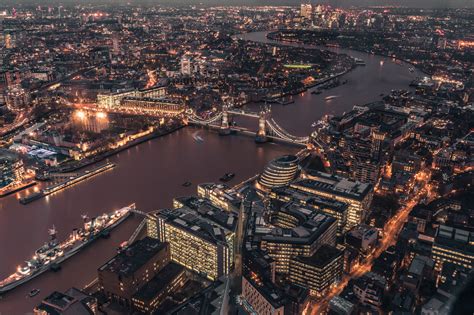 Sfondi : Londra, UK, luci della città, ponte, vista dall'alto 5832x3888 ...