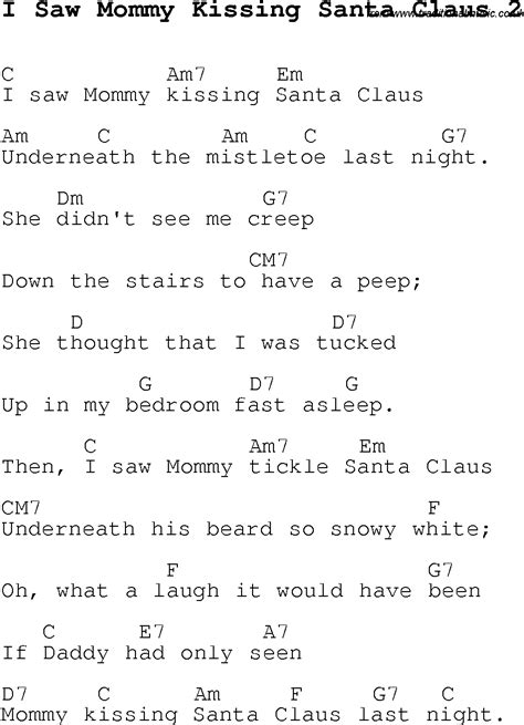 Christmas Carol/Song lyrics with chords for I Saw Mommy Kissing Santa ...