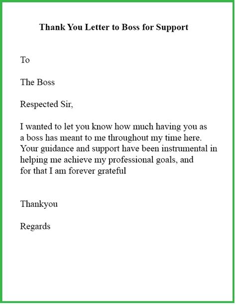 Thank You Letter to Boss for Support