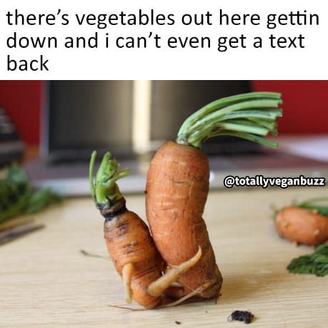 There's Vegetables Out Here Getting Down And I Can't Even Get A Text Back | Vegan Memes ...