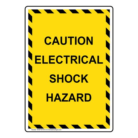 Portrait Caution Electrical Shock Hazard Sign NHEP-30148