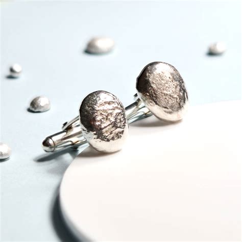 Handmade Solid Silver Pebble Cufflinks By Sonja Bessant Jewellery