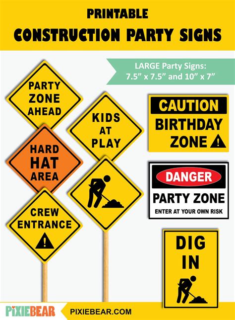 Construction Party Signs Printable Construction Birthday | Etsy