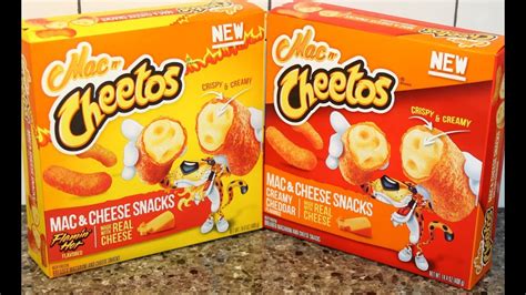 Mac n’ Cheetos Mac & Cheese Snacks: Flamin’ Hot and Creamy Cheddar Review - YouTube