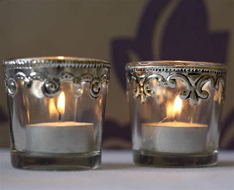 Set Of Two Silver And Glass Tea Light Holders By The Wedding of my ...