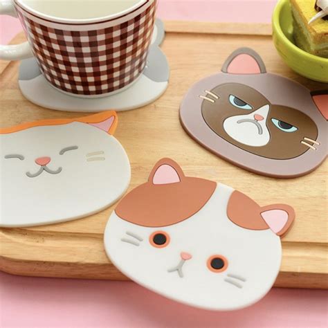 Silicone Cat Face Coasters - Set of 4 - CatsPlay Superstore