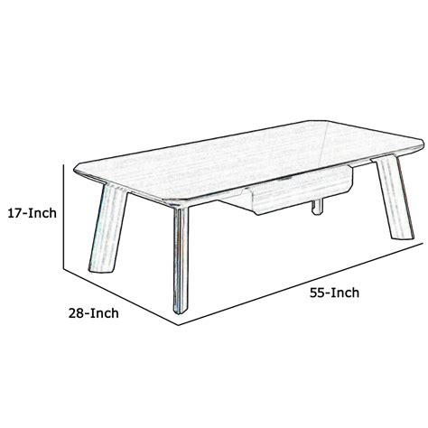 Contemporary Wooden Coffee Table with 1 Drawer and Metal Accents, Blac – English Elm