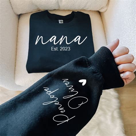 Custom Nana Sweatshirt With Date and Children Name on Sleeve, Nana ...