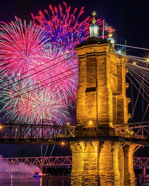 Roebling Bridge Fireworks Photograph by Scott Meyer | Fine Art America