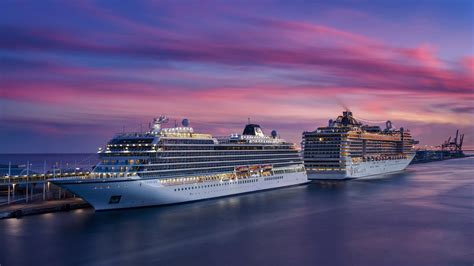 Cruise Ships On Port Under Purple And Blue Sky HD Cruise Ship Wallpapers | HD Wallpapers | ID #47023