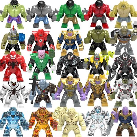 20pcs Superhero Big Figs Fit Lego Hulk Thanos Korg Venom Riot