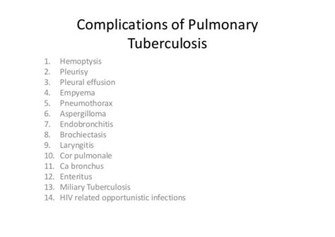 Complications Of Pulmonary Tuberculosis