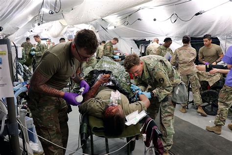 586th Field Hospital Soldiers hone essential tasks in medical field training exercise at Fort ...