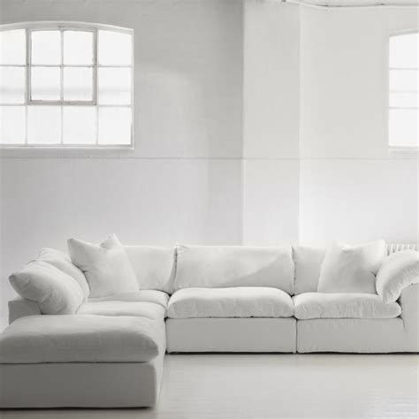 Truman Large Sectional Sofa in White Linen - Andrew Martin