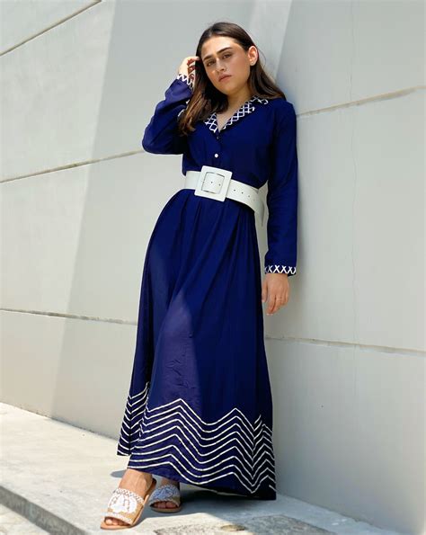 Coral Blue Long Dress – Thread & Button