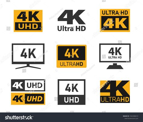 4k Uhd Display Resolution Icons 4k Stock Vector (Royalty Free) 1942380019 | Shutterstock