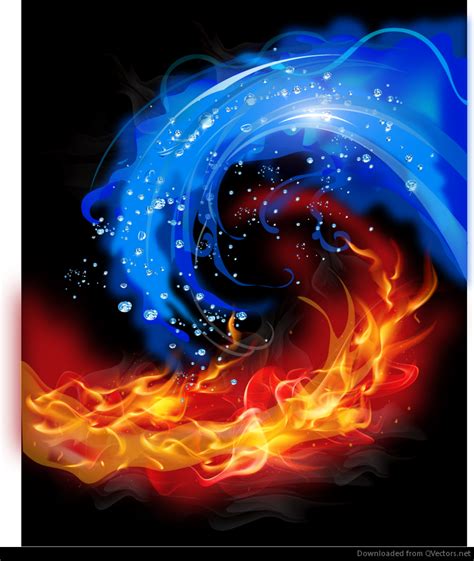 Fire and water - Free Vector Download | Qvectors. | Fire vs water, Water art, Fire and ice