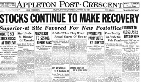 The Great Depression Newspaper Headlines From The 1929