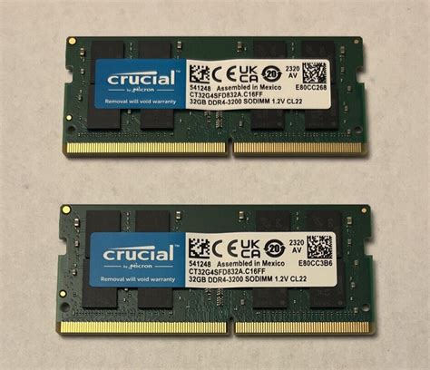 Crucial 64GB Kit (2 x 32GB) DDR4-3200 SODIMM Memory 649528822505 | eBay