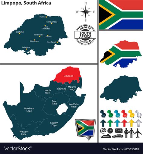 Map of limpopo south africa Royalty Free Vector Image