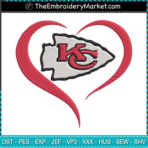 Kansas City Chiefs, Kc Heart, American Embroidery, Embroidery Download ...