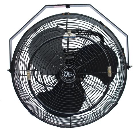 Mist Works 18-Inch Outdoor Wall Mount Fan With Misting Ring - Black ...