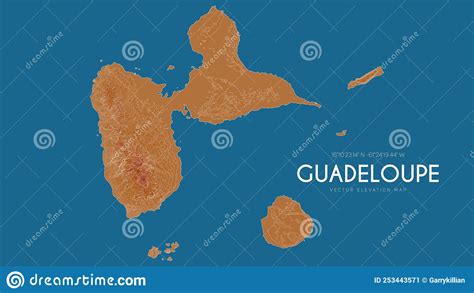 Topographic Map of Guadeloupe, France. Vector Detailed Elevation Map of Island Stock Vector ...