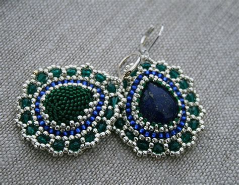 Lapis Lazuli Earrings, Dangle Earrings, Statement Earrings, Beadwoven ...