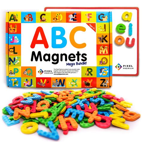 Pixel Premium Magnetic Letters for Kids - 142 ABC Alphabet Magnets for Preschool Toddlers ...