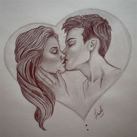 Couple Kissing Couple People Drawings