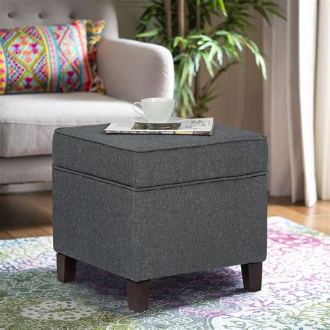 Joveco Fabric Square Storage Ottoman Foot Rest Stool Gray - Walmart.com