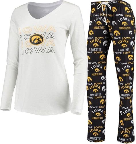 Women's Concepts Sport Black/White Iowa Hawkeyes Flagship Long Sleeve T ...