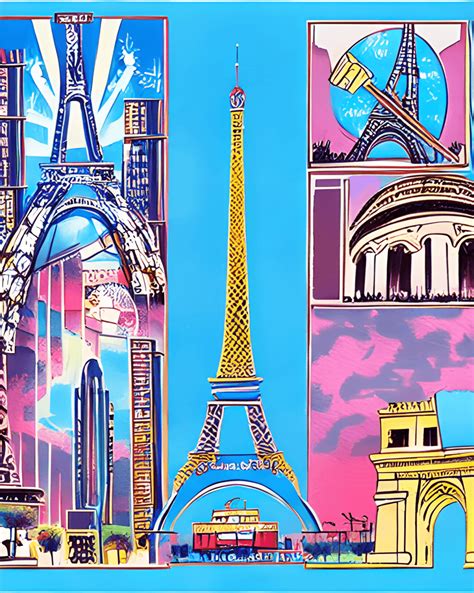 Paris Skyline Eiffel Tower 80s Retro Postcard Cold War North · Creative Fabrica