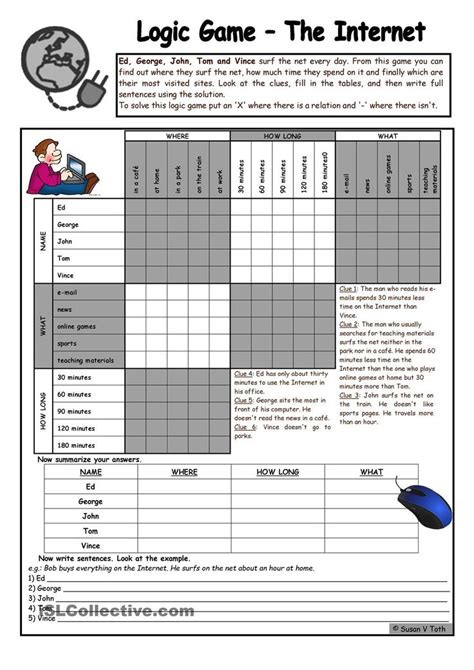 Logic game (28th) - The Internet *** intermediate *** with key *** created with WORD 2003 ...