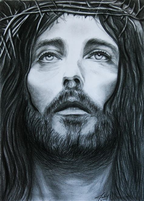 Jesus Christ Fusain Drawing by Nada El Saliby - Pixels