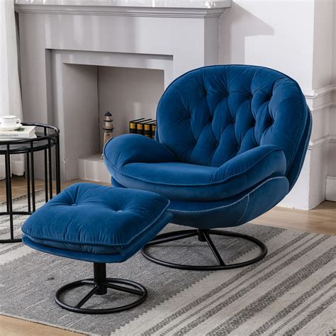 Buy Baysitone Velvet Swivel Accent Chair with Ottoman Set, Modern Lounge Chair with Footrest ...