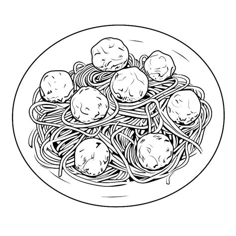 Spaghetti and Meatballs coloring page – Coloring corner