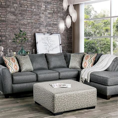 Find the Official Collection of Gray Chenille Sectional Sofa Earl Sm5152 Furniture Of America ...