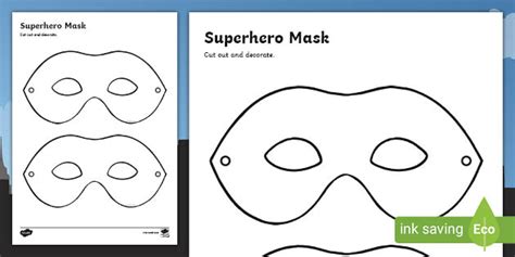 Superhero Mask Coloring Page