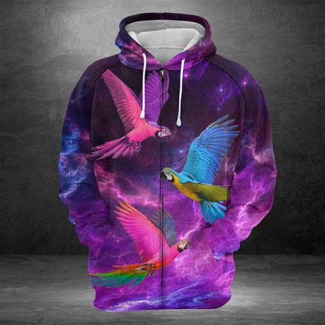 Parrot Purple Sky 3D Printed Hoodie/Zipper Hoodie