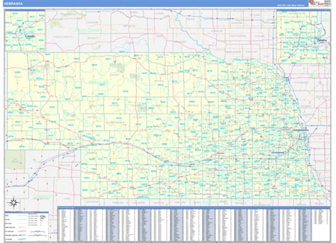 Nebraska Zip Code Wall Map Basic Style by MarketMAPS - MapSales