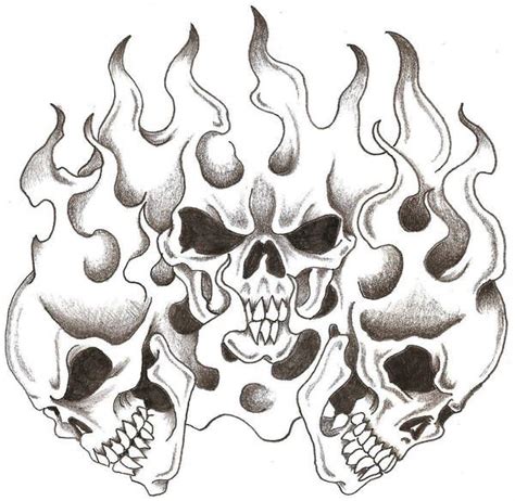 Skulls and Flames by TheLob | Skull tattoo design, Skulls drawing ...