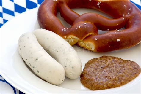 Weisswurst Breakfast stock image. Image of tray, blue - 8639403