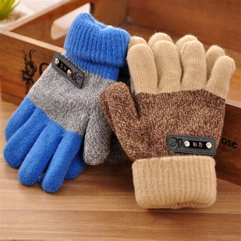 Aliexpress.com : Buy Cute Kids Winter Gloves Thick Warm Knitted Finger Gloves For Boys Girls ...