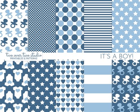 Baby Boy Digital Paper, Blue Baby Shower Background, Baby Boy Baptism, Baby Scrapbook Patterns ...